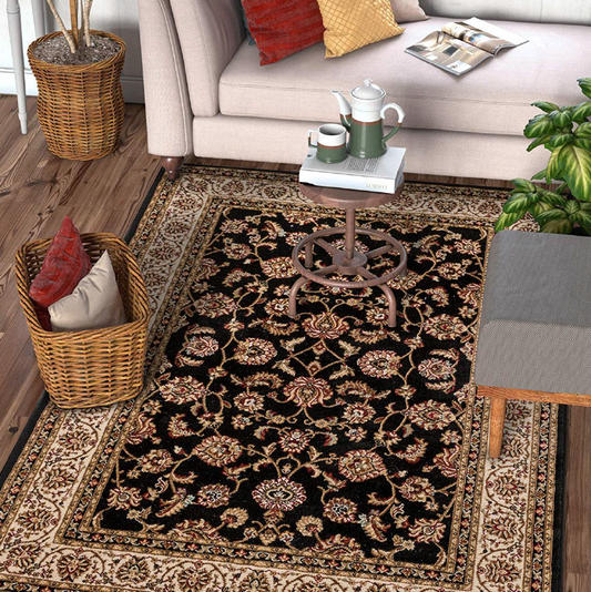 Black Traditional Floral Rug - Virginia - Rug Masters