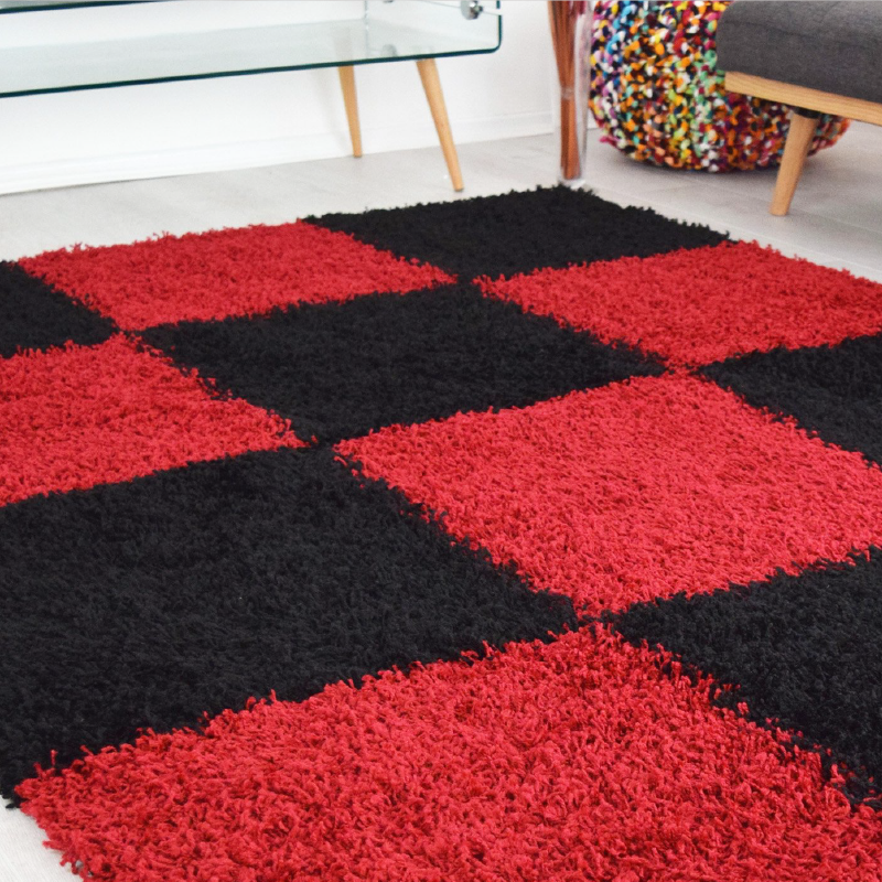 Checked Shaggy Rug | Rug Masters | Free UK Delivery