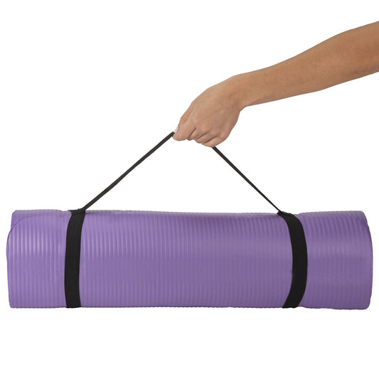 Purple Non-Slip Yoga Mat 1cm Thick With Handle Bravich LTD.