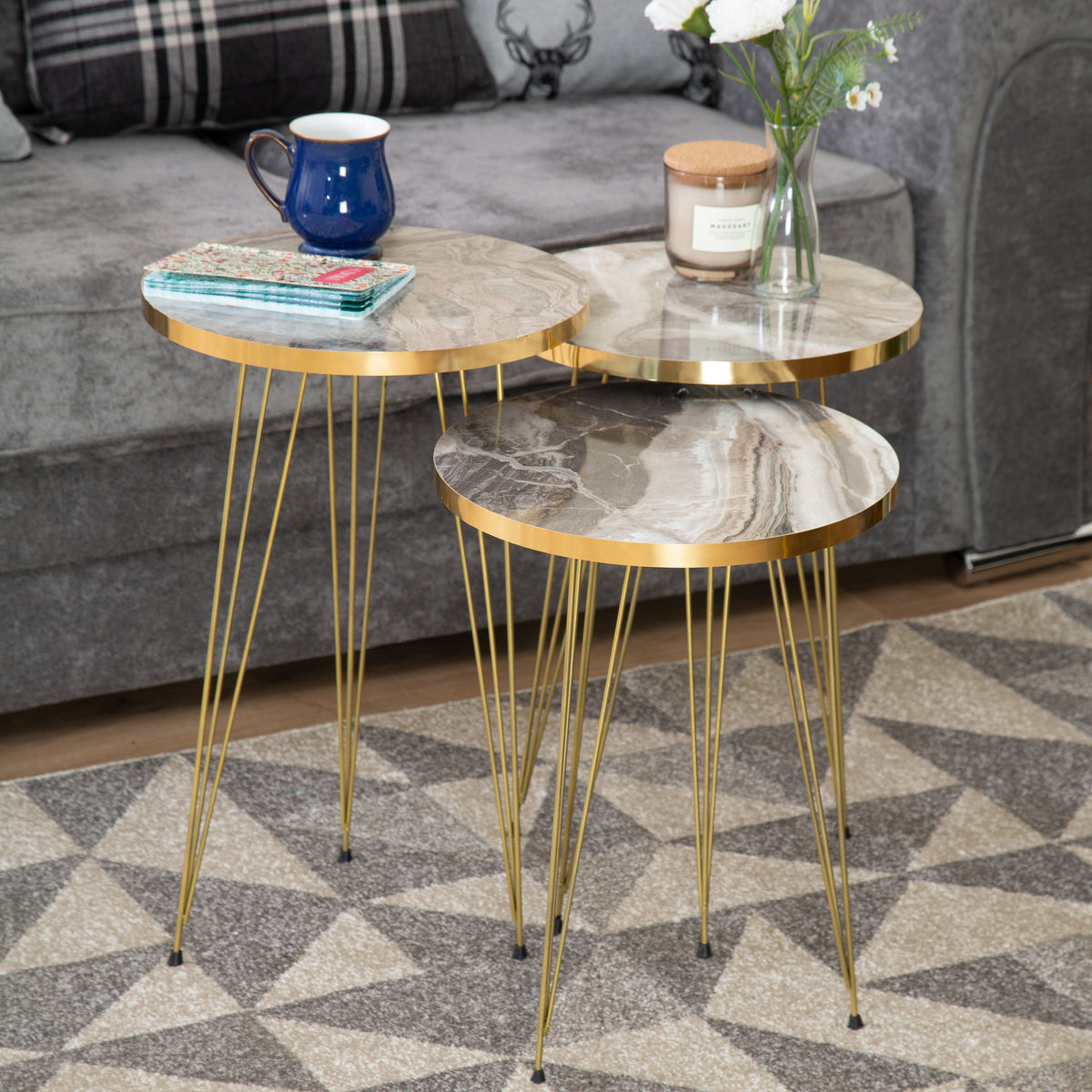 3 tier deals marble side table