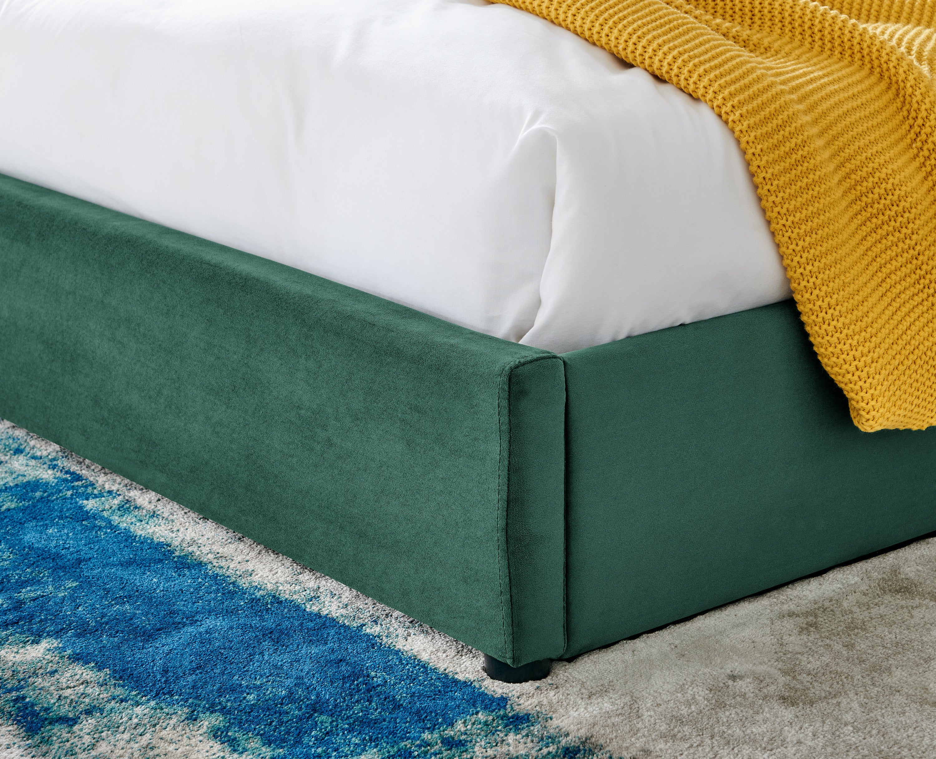 Green Velvet Plush Ottoman Storage Bed Frame - Double / King / Super King