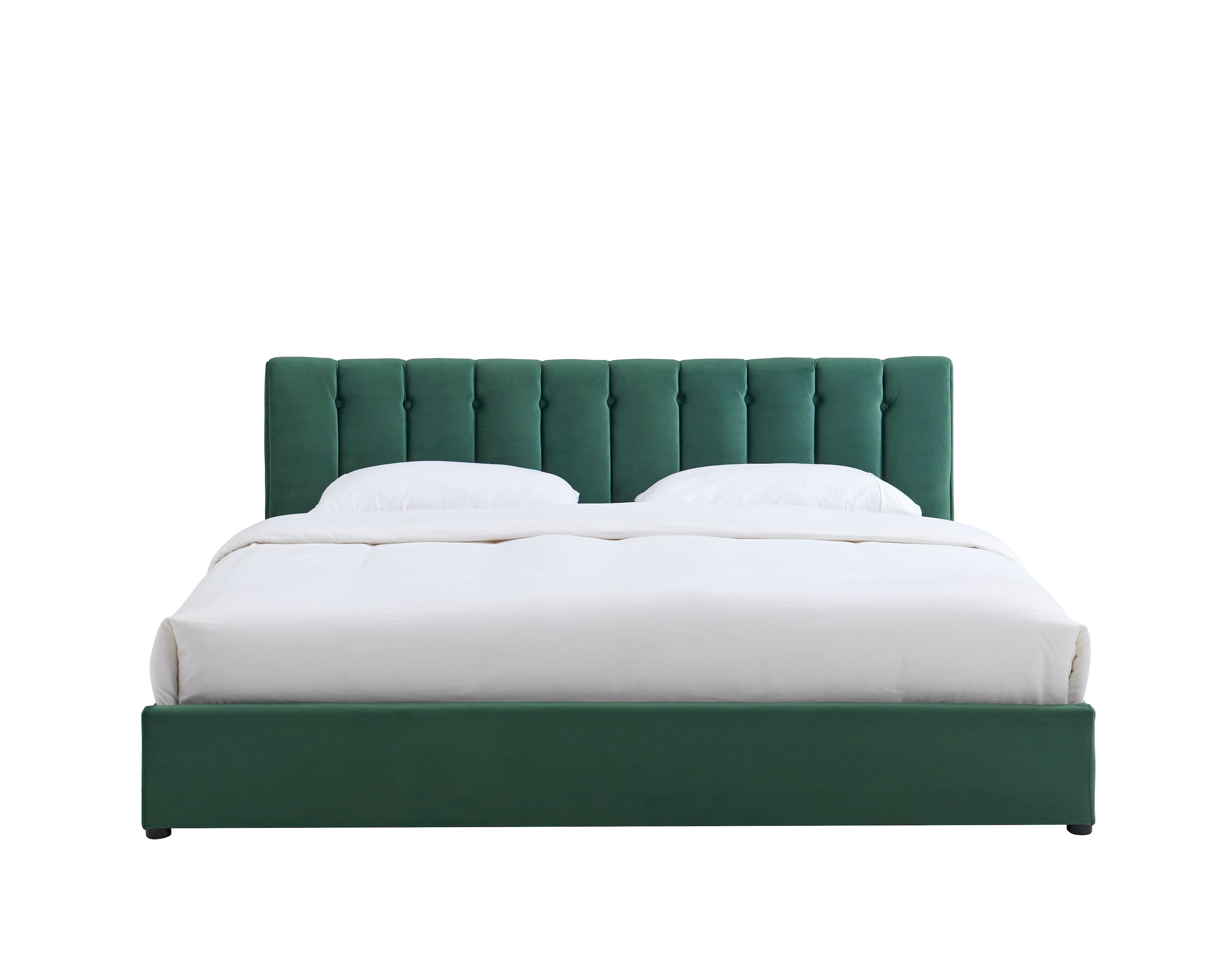 Green Velvet Plush Ottoman Storage Bed Frame - Double / King / Super King