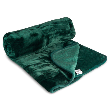 Soft Faux Mink Throw Thick Luxury Blanket - Forest Green-Bargainia.com