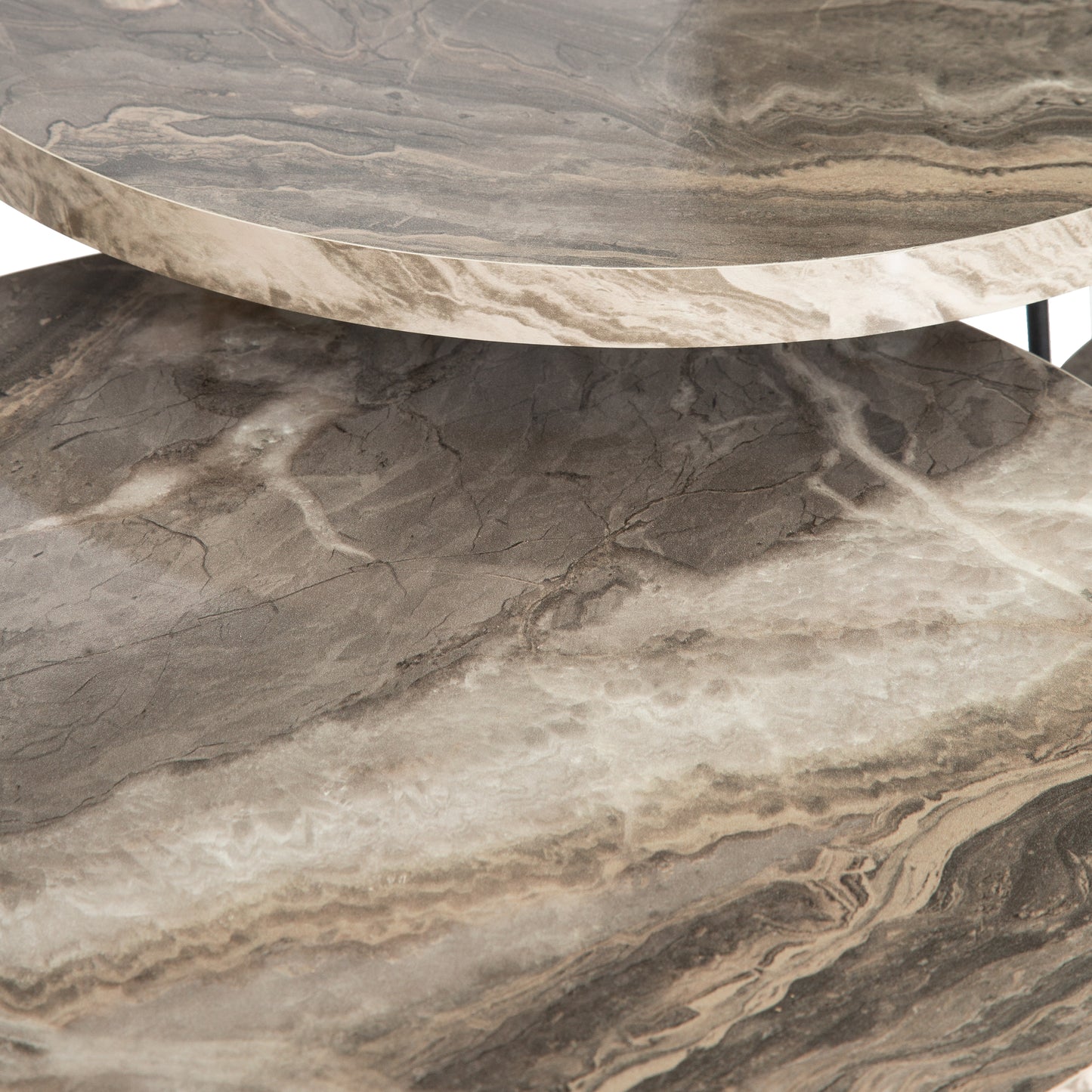 Terek Set of 3 Round Side Tables - Grey Marble