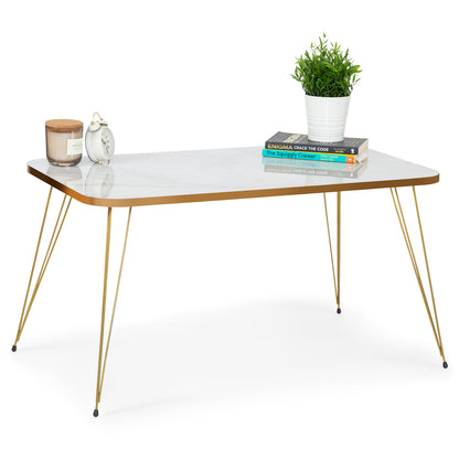 Tigris Rectangle Coffee Table - White & Gold Marble