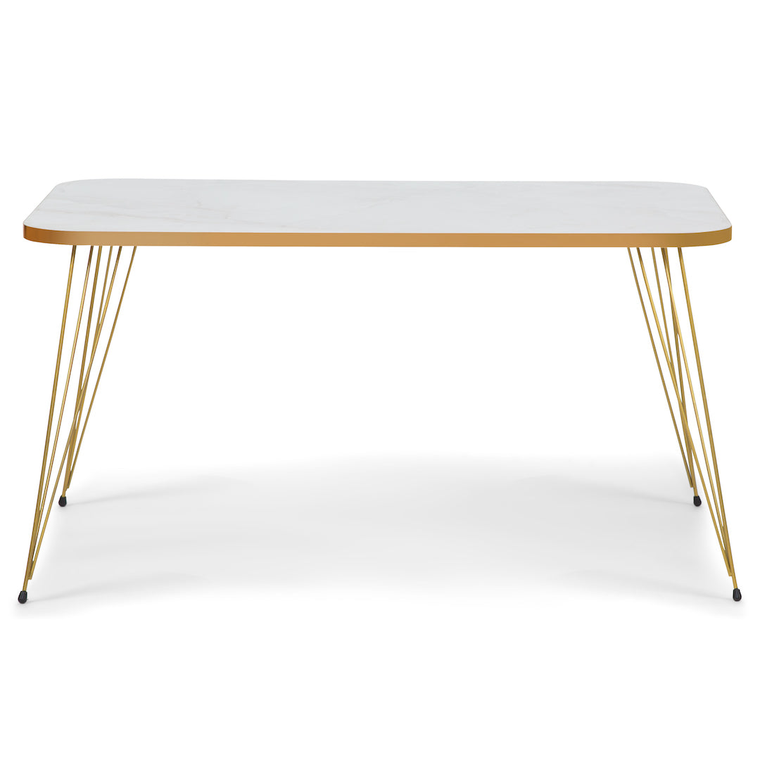 Tigris Rectangle Coffee Table - White & Gold Marble