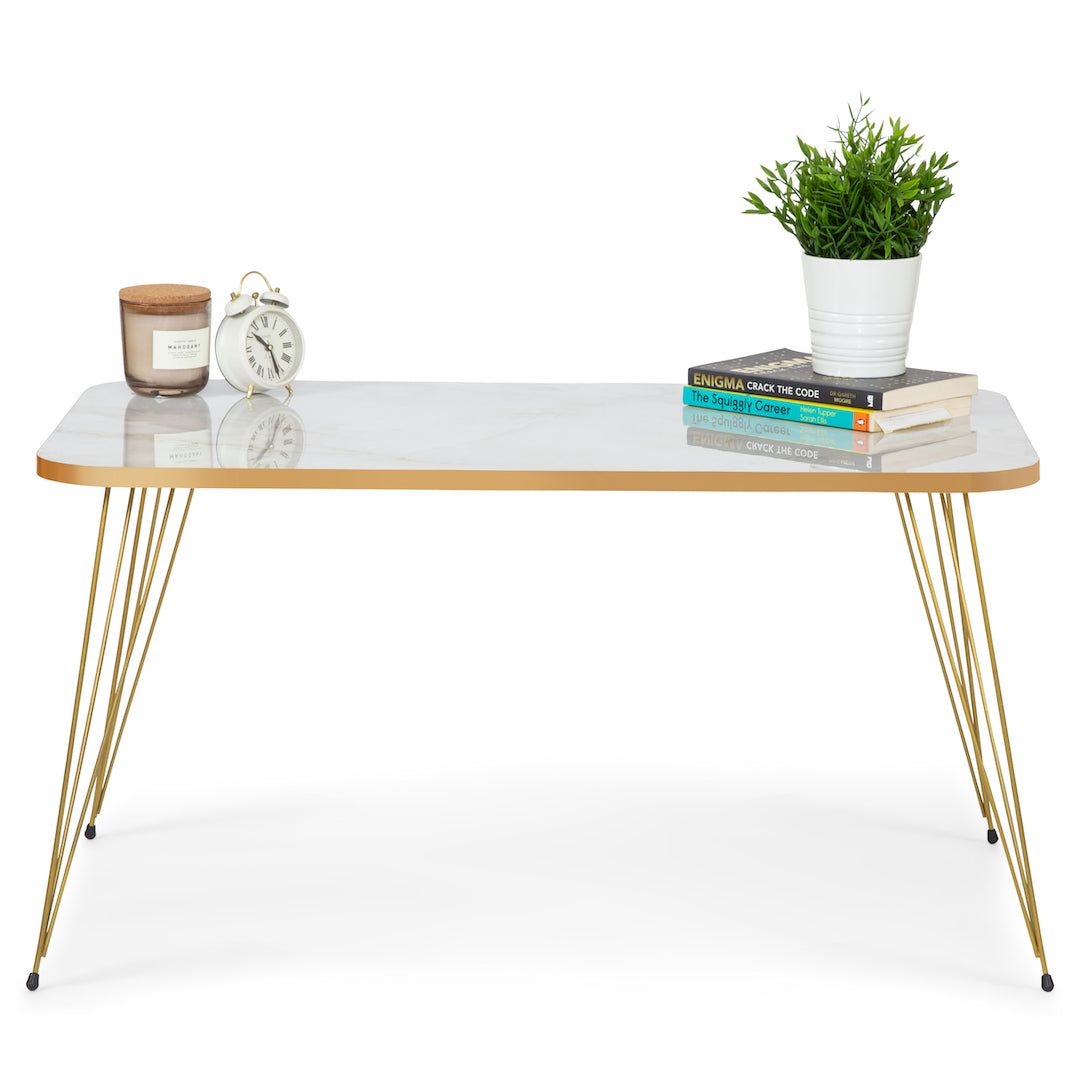 Tigris Rectangle Coffee Table - White & Gold Marble