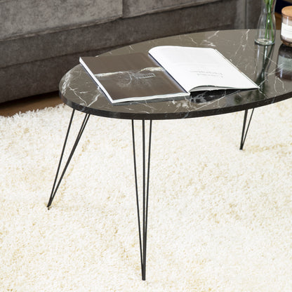 Terek Oval Coffee Table - Black Marble