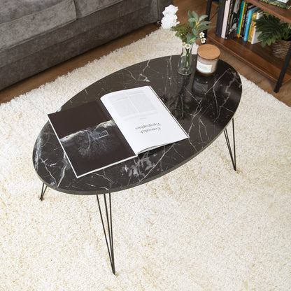 Terek Oval Coffee Table - Black Marble