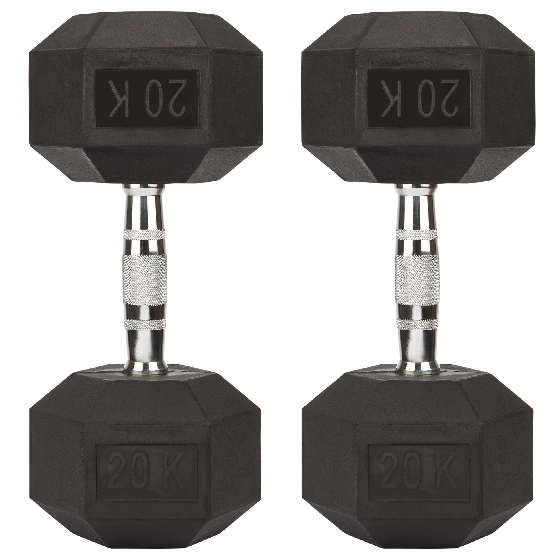 Rubber Hex Dumbbells - 2 x 20kg Bravich LTD.