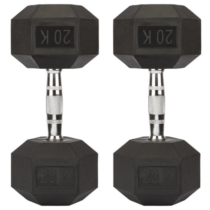 Rubber Hex Dumbbells - 2 x 20kg Bravich LTD.