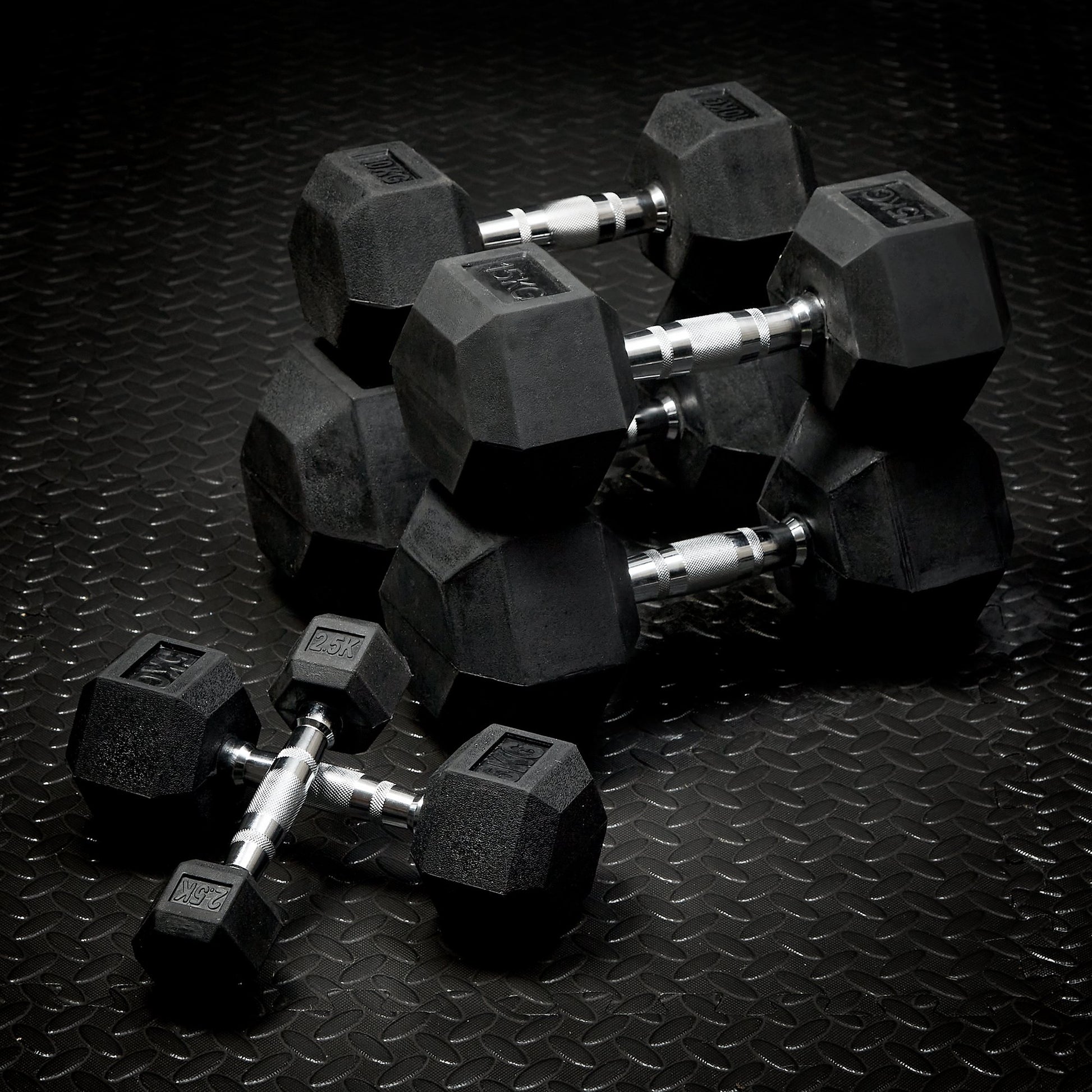 Rubber Hex Dumbbells - 2 x 20kg Bravich LTD.