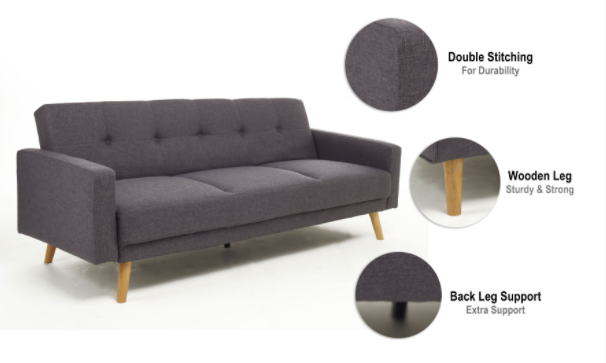 The 'Narvik' Sofa Bed - Grey Bravich LTD.