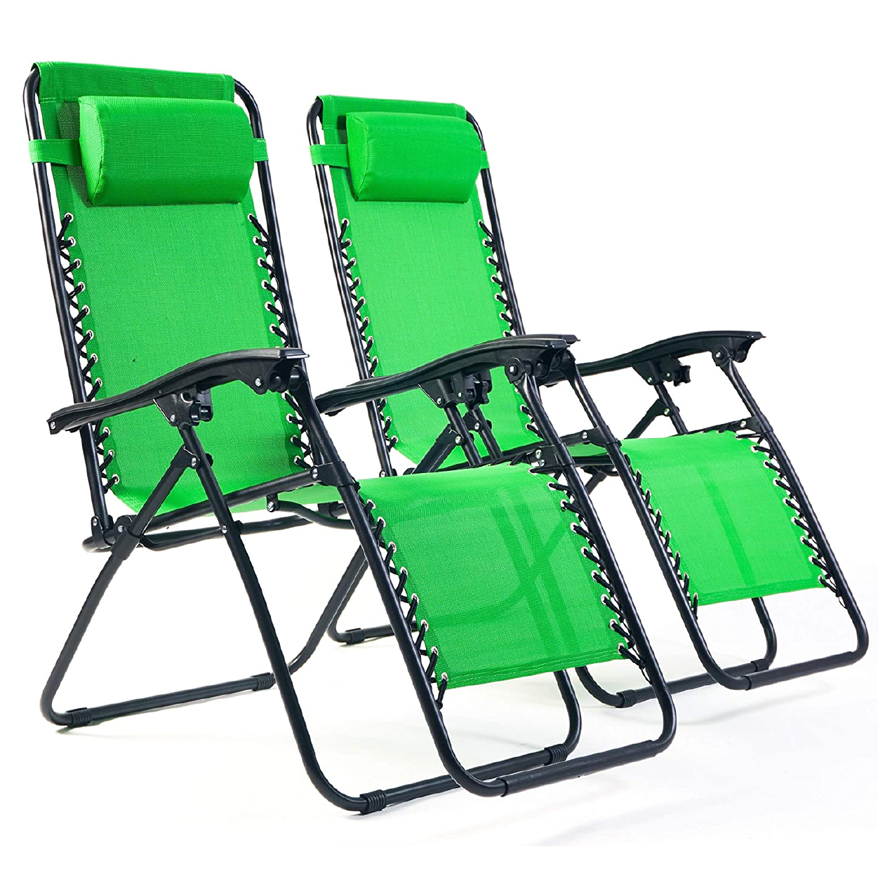 Set of 2 Weatherproof Zero Gravity Reclining Sun Loungers - Green Bravich LTD.